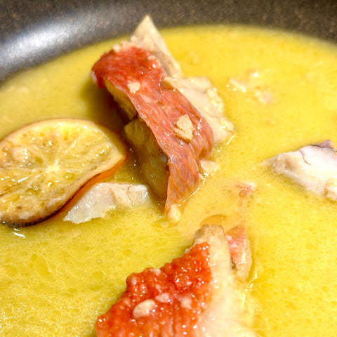 Aglio olio con Alfoncino e limone Meyer 湘南金目鯛とメイヤーレモンのアーリオオーリオ