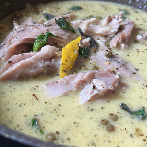 Sugo di bonito confit e pepe sanshō fresco カツオコンフィと実山椒のパスタソース