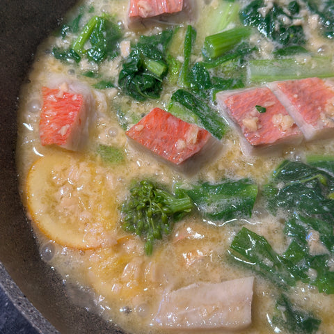 Aglio olio con Alfoncino e limone Meyer　　湘南金目鯛とメイヤーレモンのアーリオオーリオ